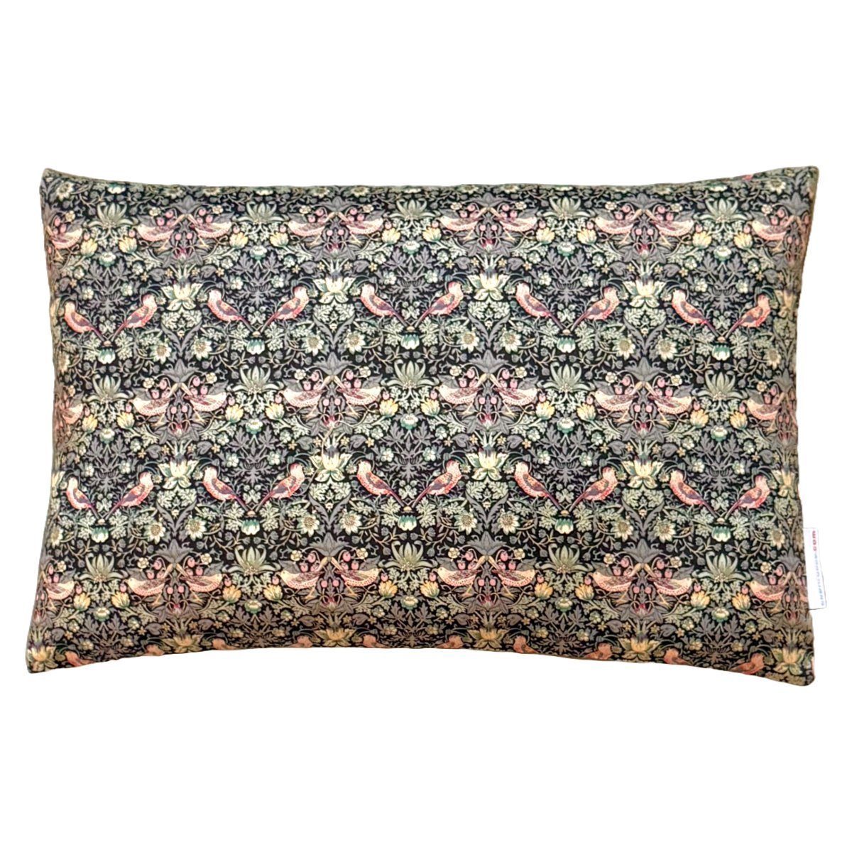 Liberty Fabric Pude , Strawberry Thief 2 - Sort, rosa og grå - Grønlykke.com