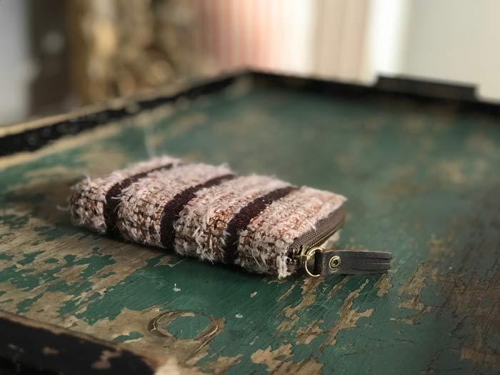OUTLET PUNG Small - Bordeaux lærred med gammelrosa Tweed & Sort læder - Grønlykke.com