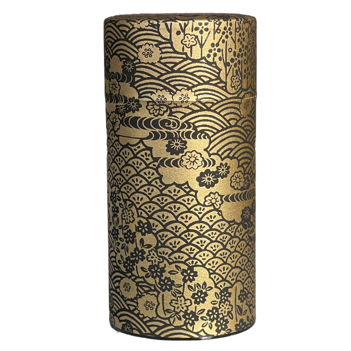 Japansk Tedåse - Guld & Sort Japansk mønster i Yuzen papir I Grønlykke.com