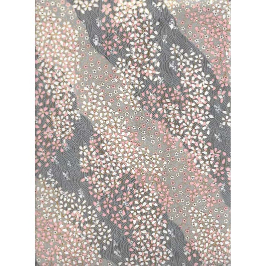 Japan Papir -&nbsp; Abstrakt mønster - Grå, sølv og pink blomsterI grønlykke.com