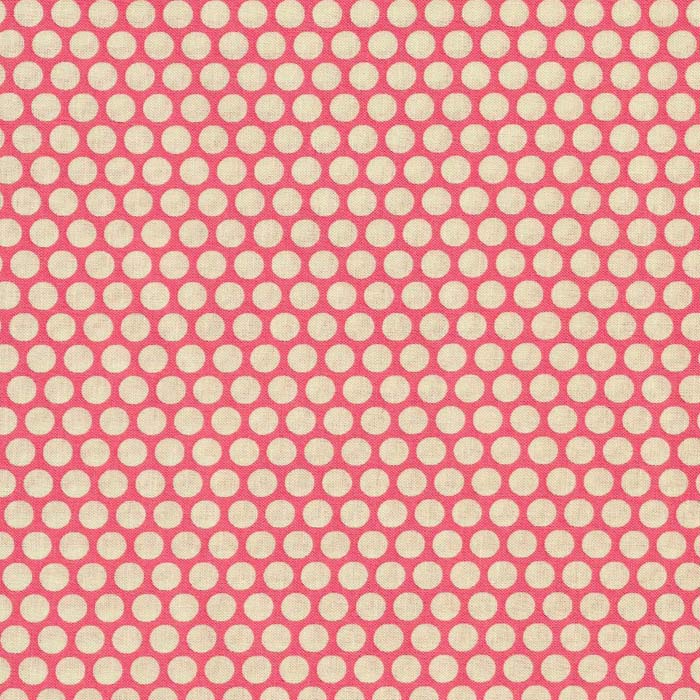 Stof japansk Pink med Cremefarvede Prikker