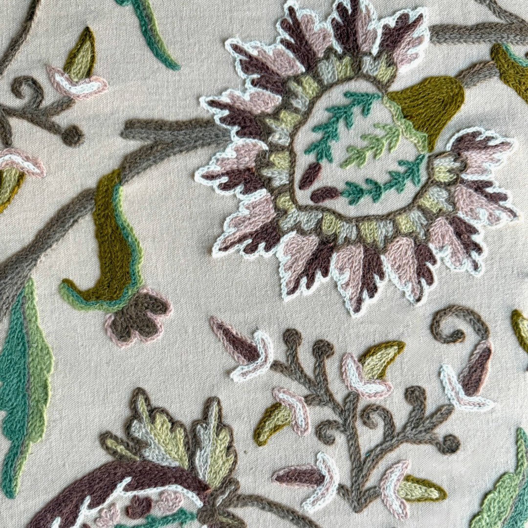 Stof med uld broderi fra Kasmir - Grønlykke.com