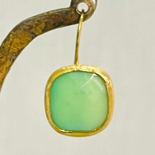 Istanbul kvadratiske øreringe - forgyldt sølv med grøn Amazonite | Grønlykke.com