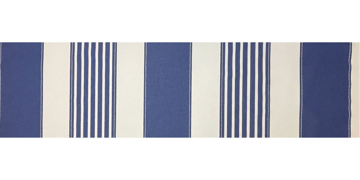 Markise stof med brede striber Matisse Blå & Ecru - 180 cm bred I Grønlykke.com