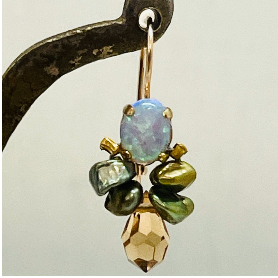 Øreringe med opal, mørke perler, citrin | grønlykke.com