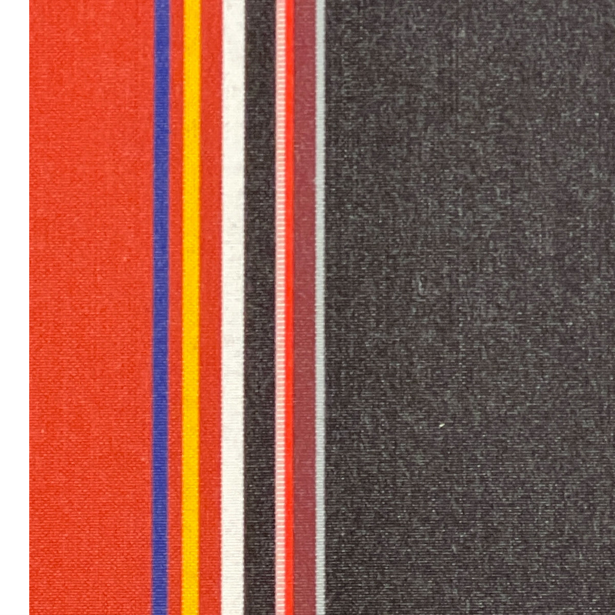 Markise stof i striber - Rød, sort, gul & Grå 175 cm bred I Grønlykke.com