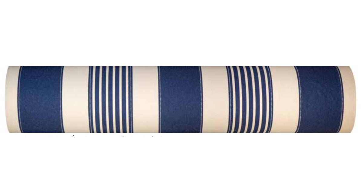 Markise stof med brede striber Matisse Blå & Ecru - 180 cm bred