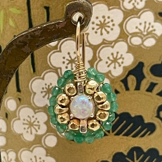 Mandala lille - Rosette øreringe med aventurin og opal | Grønlykke.com