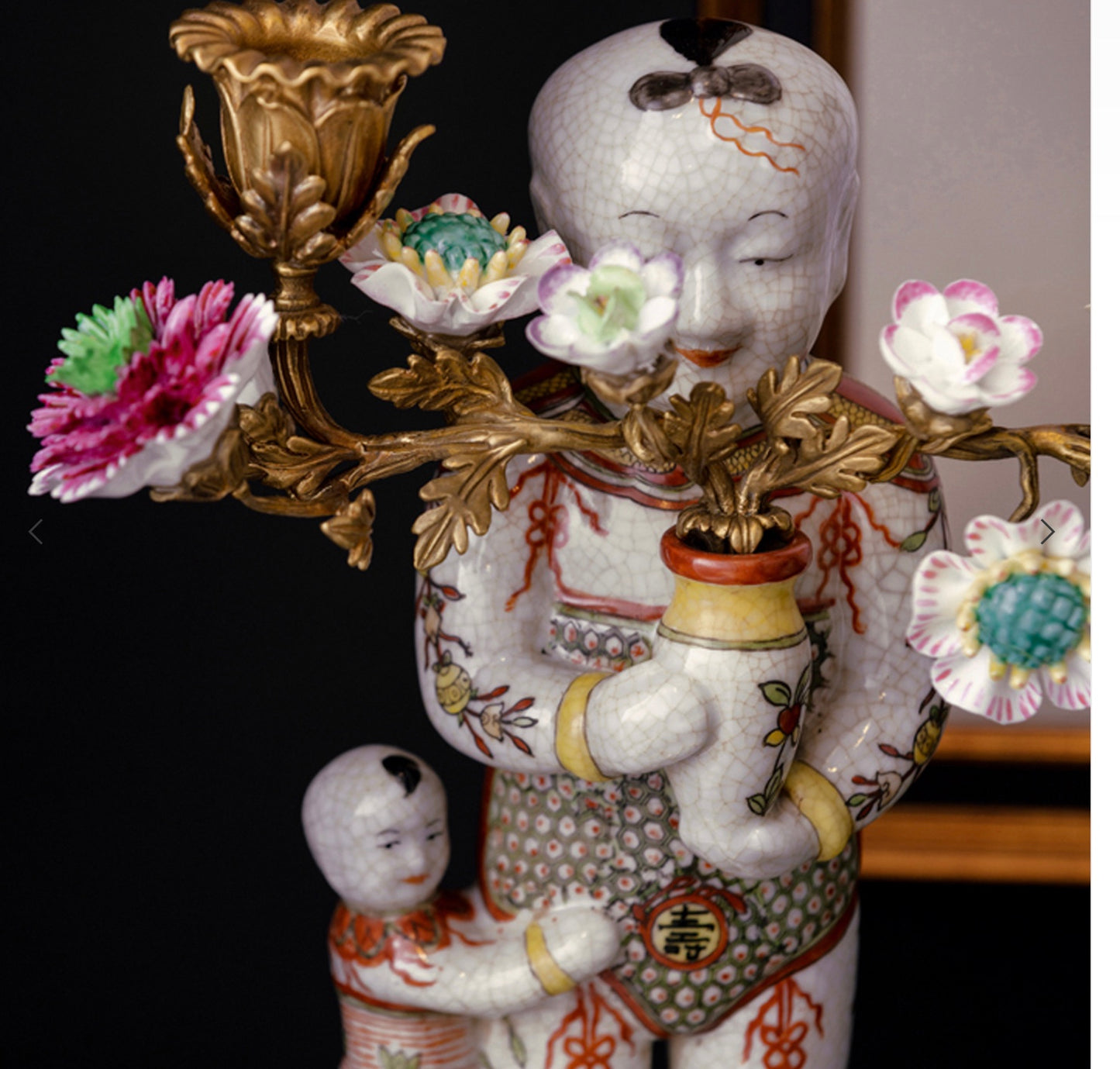 Lysestage i porcelæn China Boye med blomster I Grønlykke.com