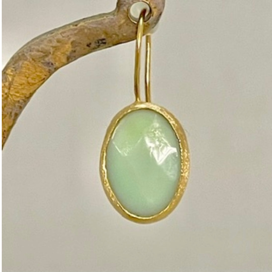 Istanbul ovale øreringe - forgyldt sølv med grøn Amazonite I Grønlykke.com