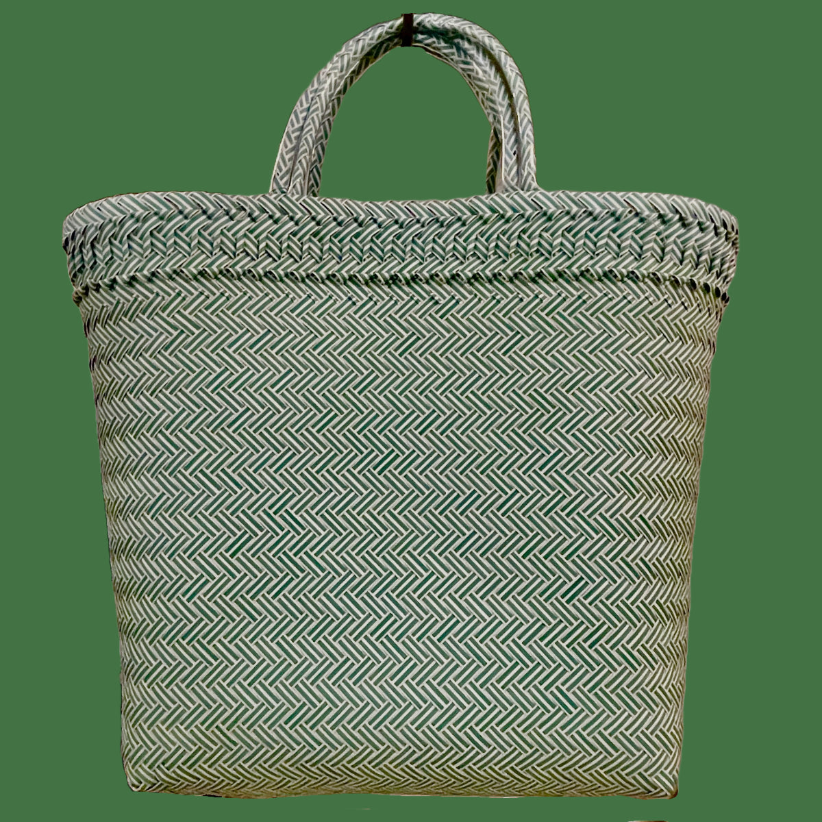 Plastflet håndtaske Large - Grøn og Hvid | Grønlykke.com