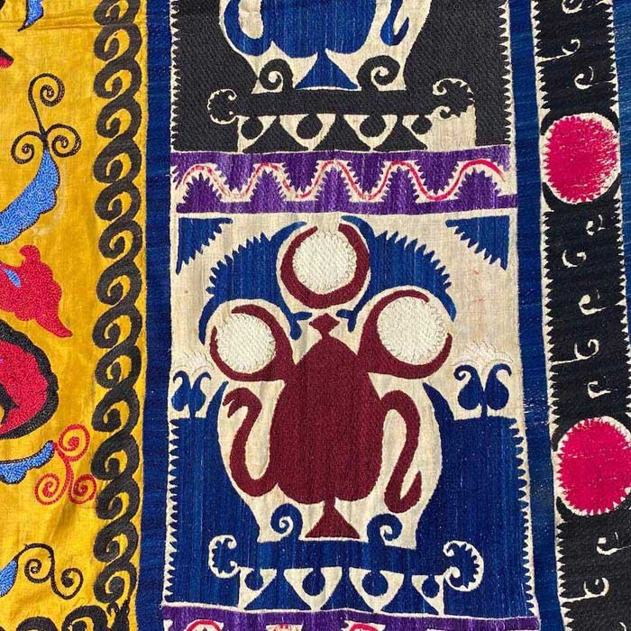 Flot sengetæppe håndbroderet, Ottoman vintage – gul & sort, 140 x 210 cm - Grønlykke.com