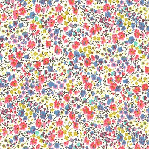 LIBERTY Stof Phoebe White, Blue, Lime & Pink. - Grønlykke.com