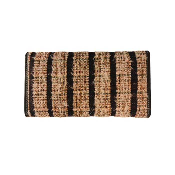OUTLET PUNG Large - Bordeaux lærred med gammelrosa Tweed & Sort læder m. knaplukning - Grønlykke.com