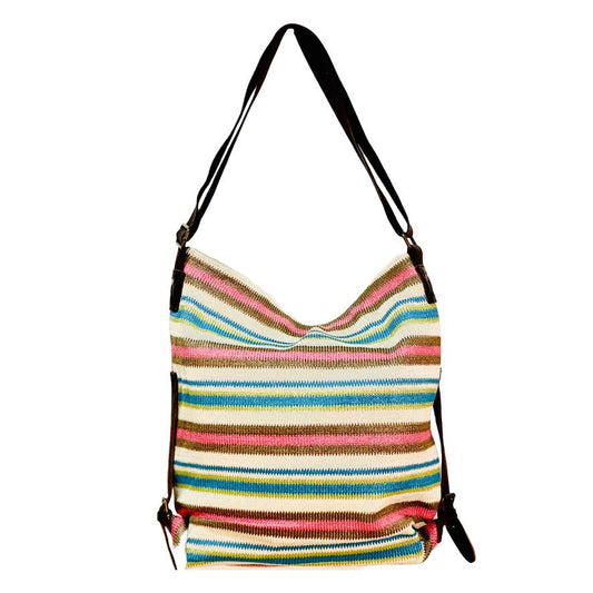 OUTLET Skuldertaske Large - (Ceannis i vævet zigzag mønster med striber - Grønlykke.com