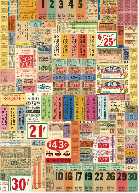 Plakat med Vintage Billetter af Cavallini - Grønlykke.com