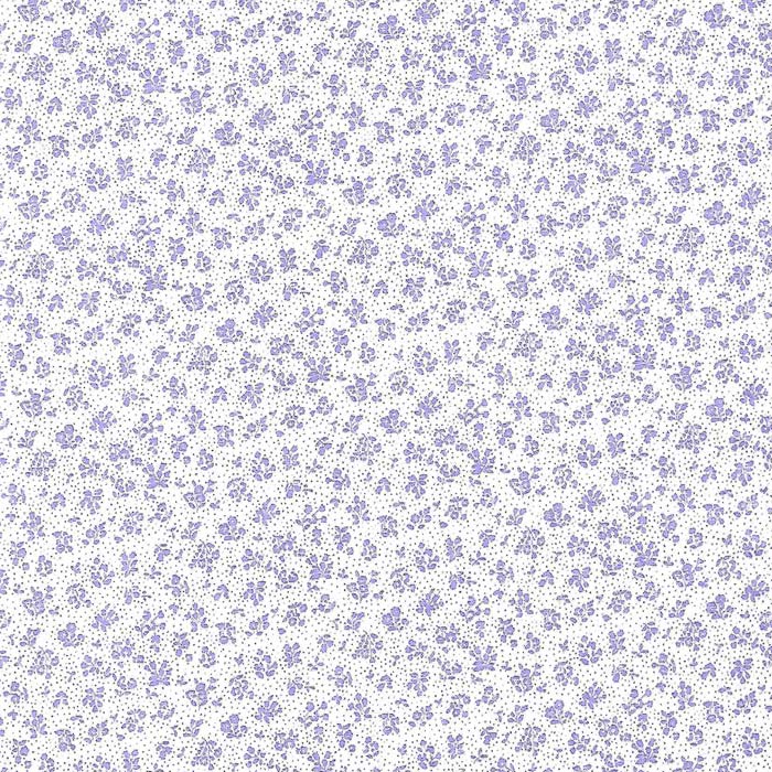 Stof i Hvid med små Lavendel blomster - Grønlykke.com