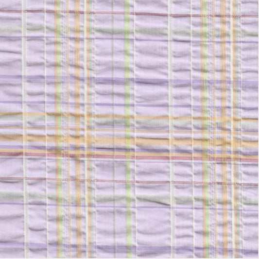 Stof i Lavendel Grønne, Hvide & Orange striber/tern - Grønlykke.com