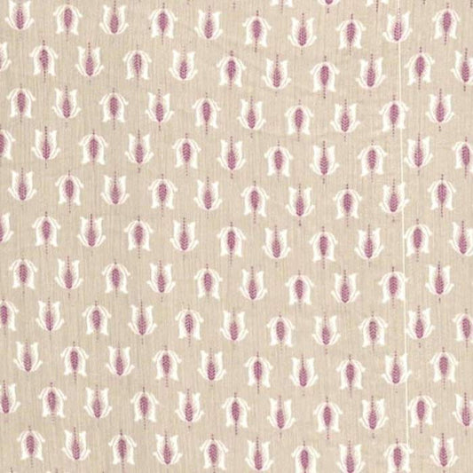 Stof i transparent sløret blomster motiv i Beige, Fuchsia & Hvid - Grønlykke.com
