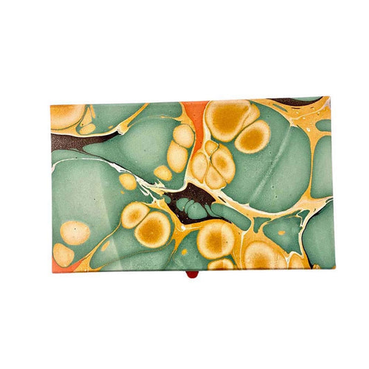 Stor æske i marble papir - Dusty greyGreen, brown & okker, Orange, - Grønlykke.com