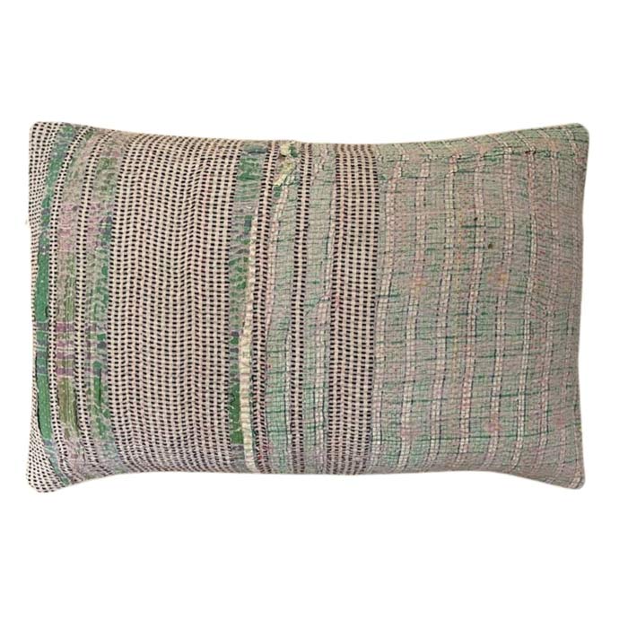 Unika stribede puder Gudri - nude, green 50 x 30 cm - Grønlykke.com