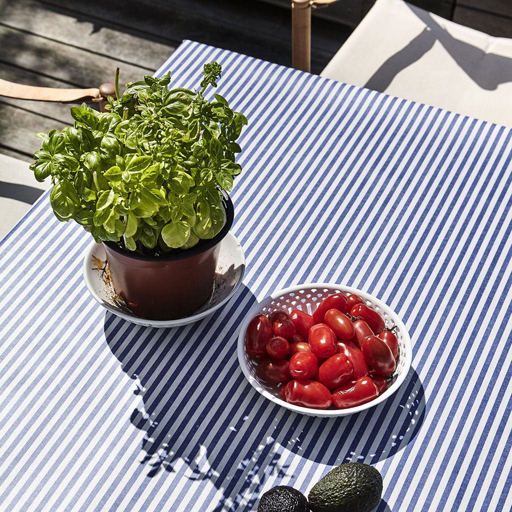 Voksdug Almost Linen Maritime Blue & White Stripes - Grønlykke.com