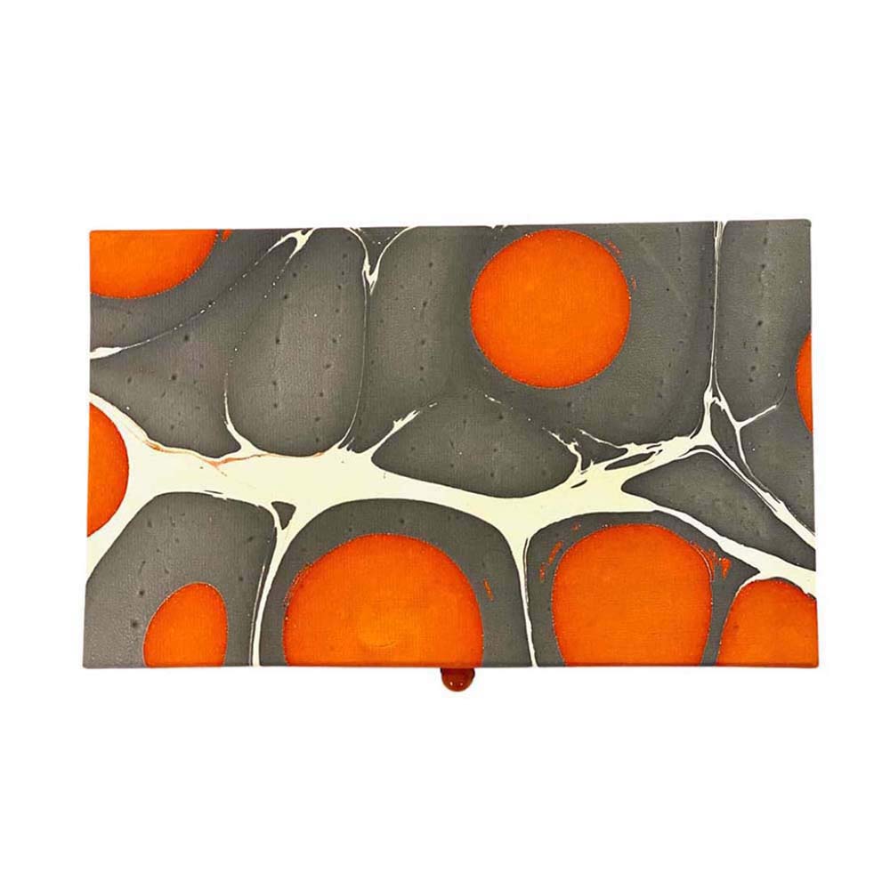 Stor æske i marble papir - Bright Orange, Grå & Hvid I grønlykke.com