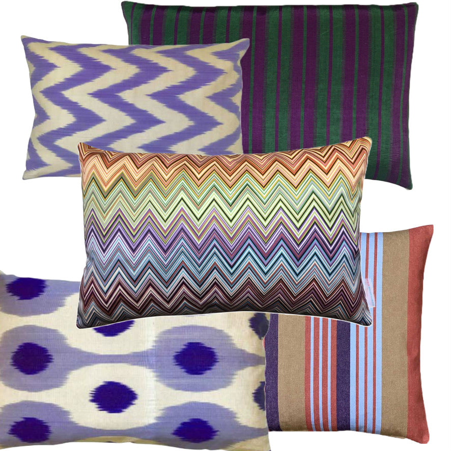 Istanbul Cushion Green & Purple stripes 50x30 | Gronlykke.com