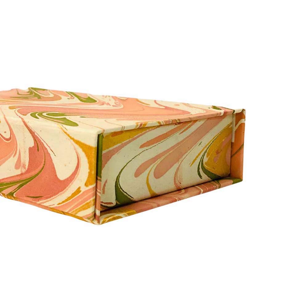 Stor æske i marble papir - Peach, Grøn, Creme & Okker I gronlykke.com