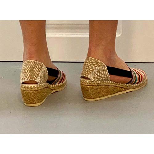 Espadrilles sko fra spanien - Multicolor striber - M. Elastik