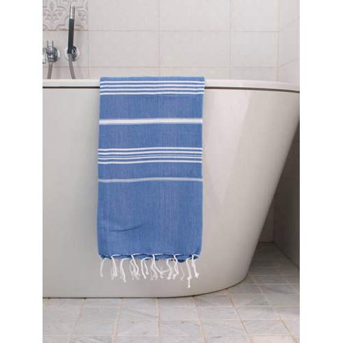 Hammam Håndklæde Blå m. hvide Striber 170x100