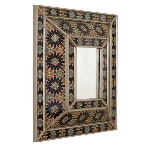 Håndmalet Spejl med Orientalske mønstre 34x39 cm
