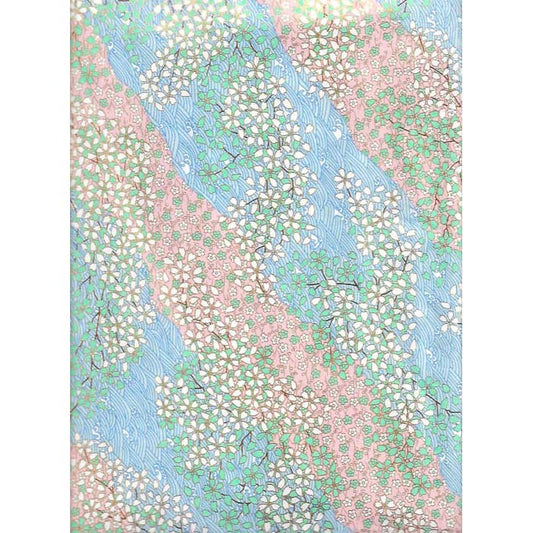 Japan Papir -  Abstract pattern with Babypink, Light blue & Green, with flowers I Gronlykke.com