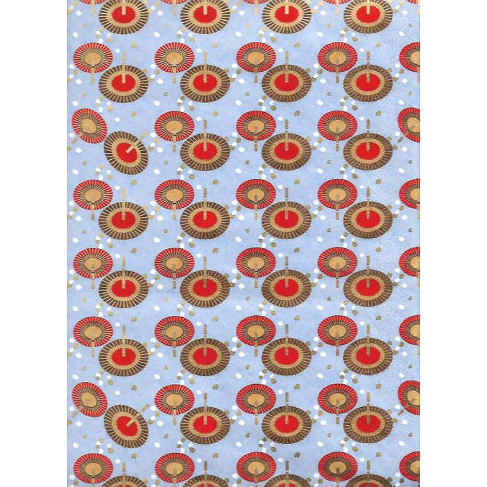 Japan Papir - lavender paper with oval figures with Red, Yellow & Brown I grønlykke.com