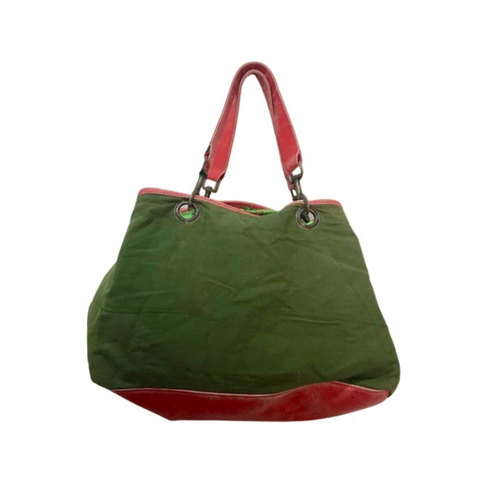 OUTLET Håndtaske Large fra Jaipur - Gul, Rød, Blå & Grøn m. Broderi, Spejle & Rødt læder