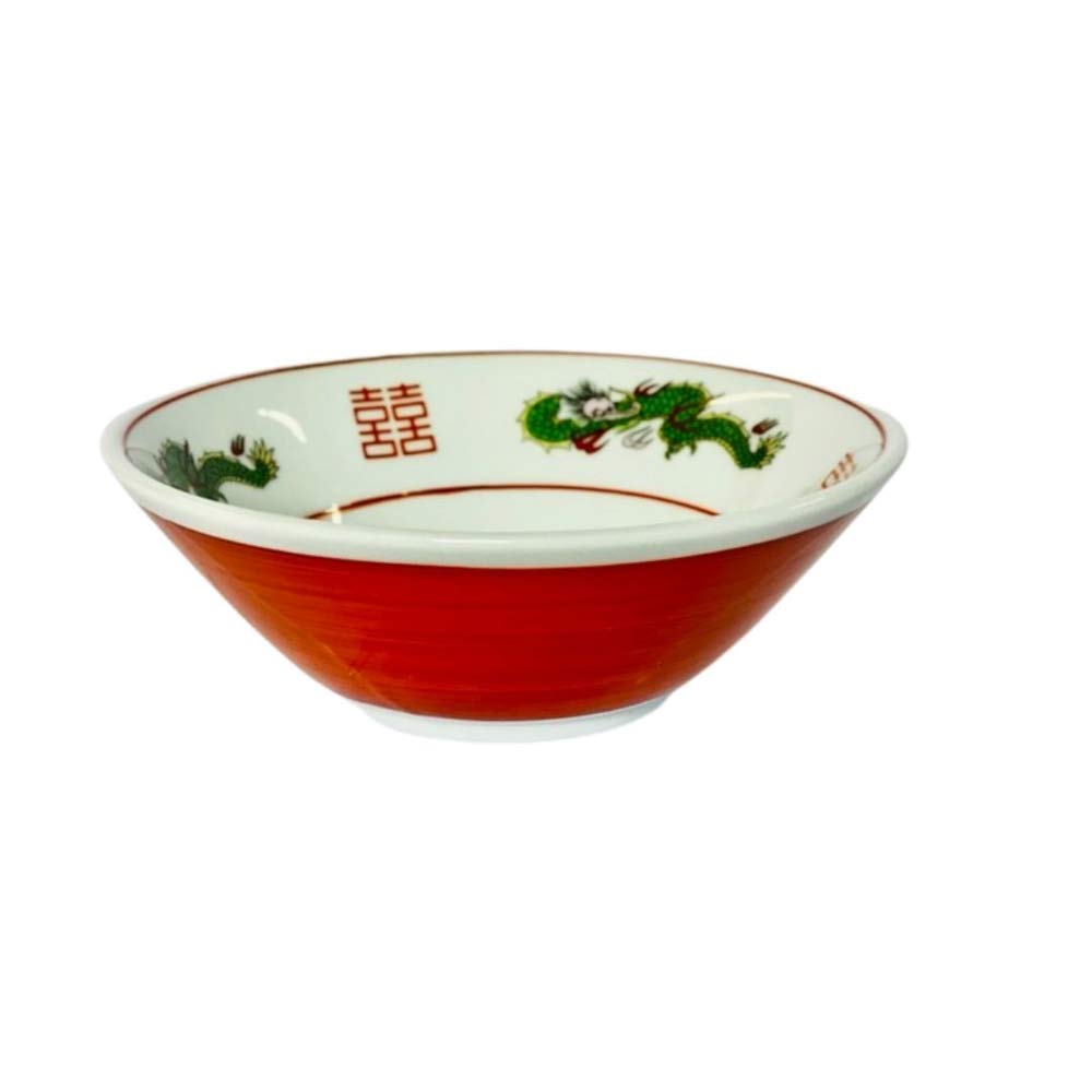 OUTLET  Kinesisk Porcelæns Skål - Hvid & Terracottarød
