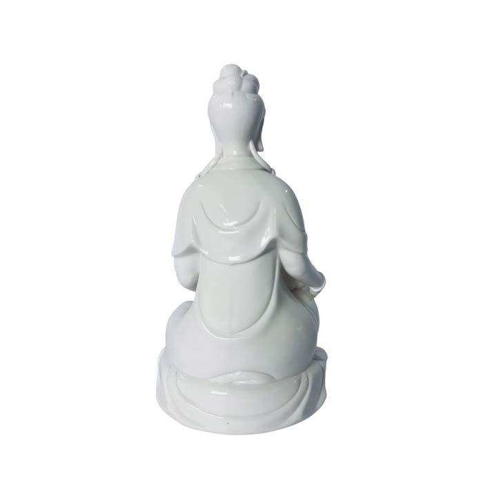 OUTLET  Kinesisk figur Buddha m. Barn - Hvid porcelæn