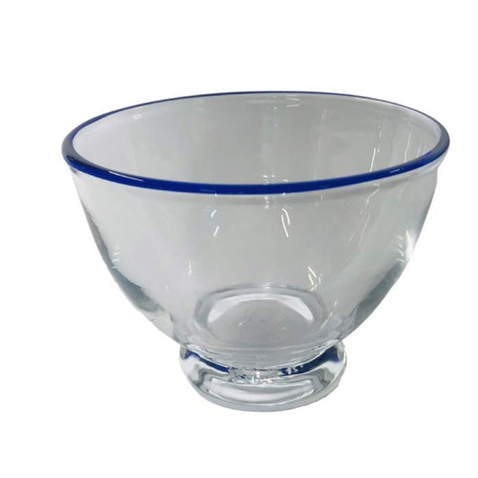 OUTLET Lille Glas Skål - Transparent m. Blå kant