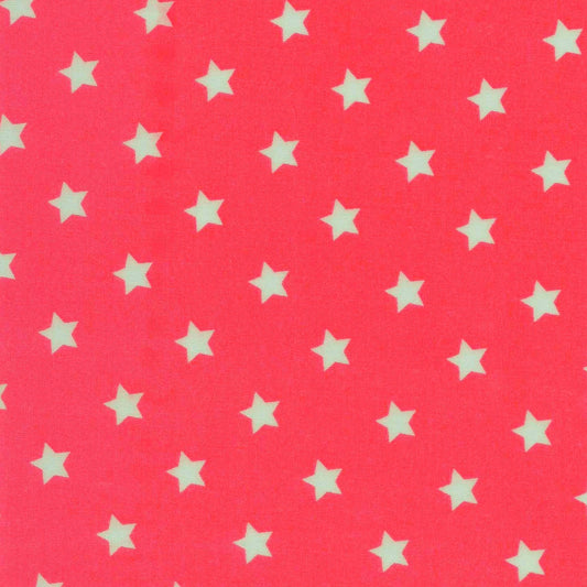 OUTLET Voksdug - Hot Koral Pink med hvide stjerner