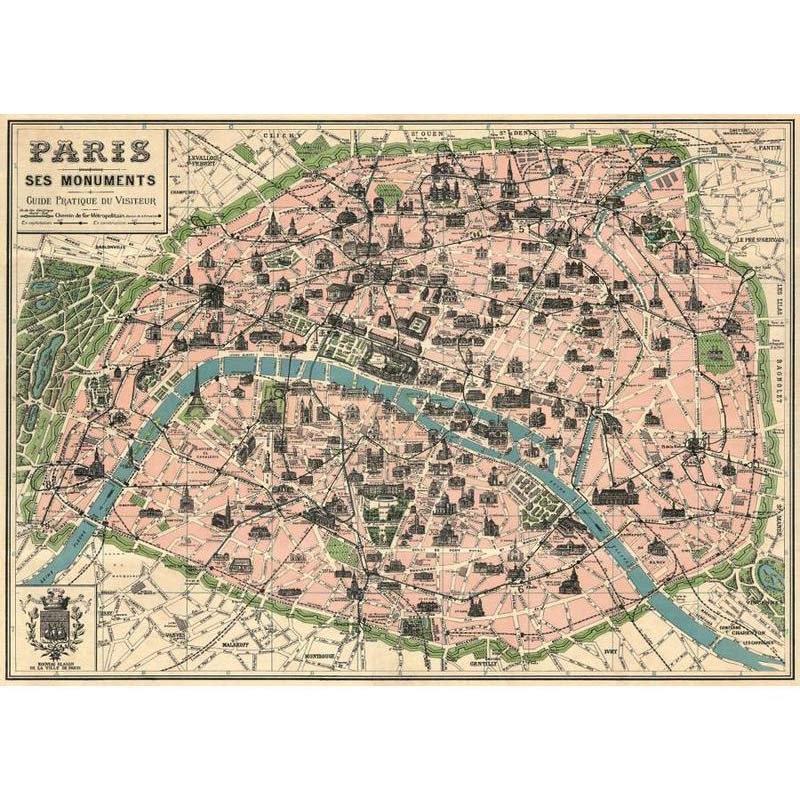 Plakat med Parismap fra Cavallini I grønlykke.com