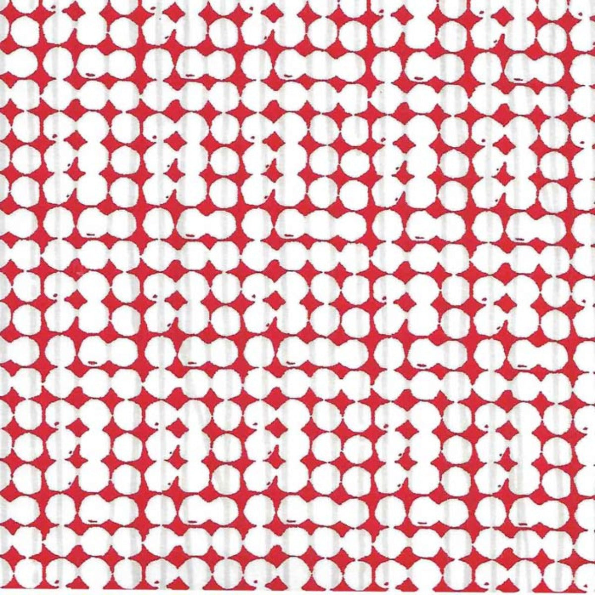 Stof i Rød med asymetriske hvide prikker I grønlykke.com