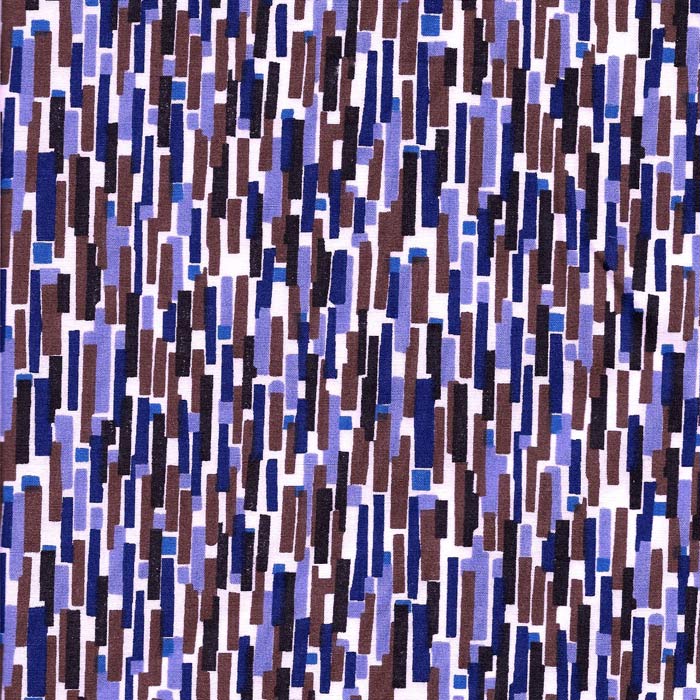 Stof i Lavendel Blå, Brun & Hvidt, abstrakt mønster I grønlykke.com