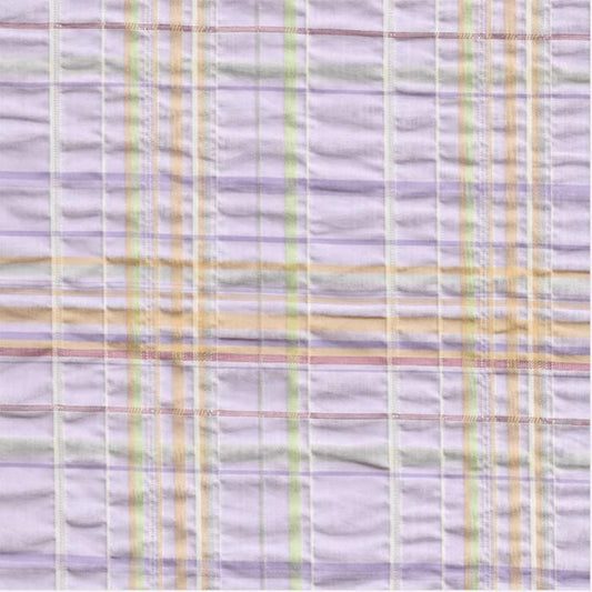Stof i Lavendel Grønne, Hvide & Orange striber/tern