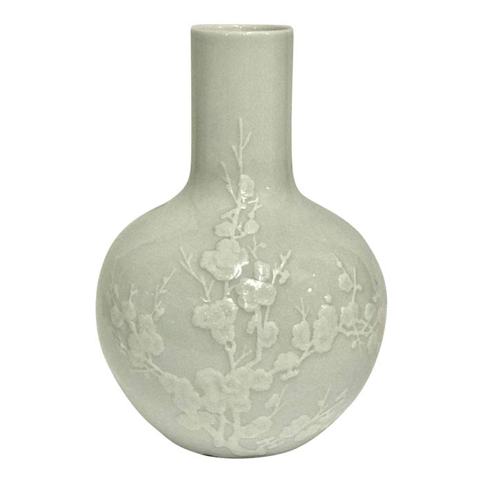 Sart Blå Ornamenteret Porcelænsvase med Blomster